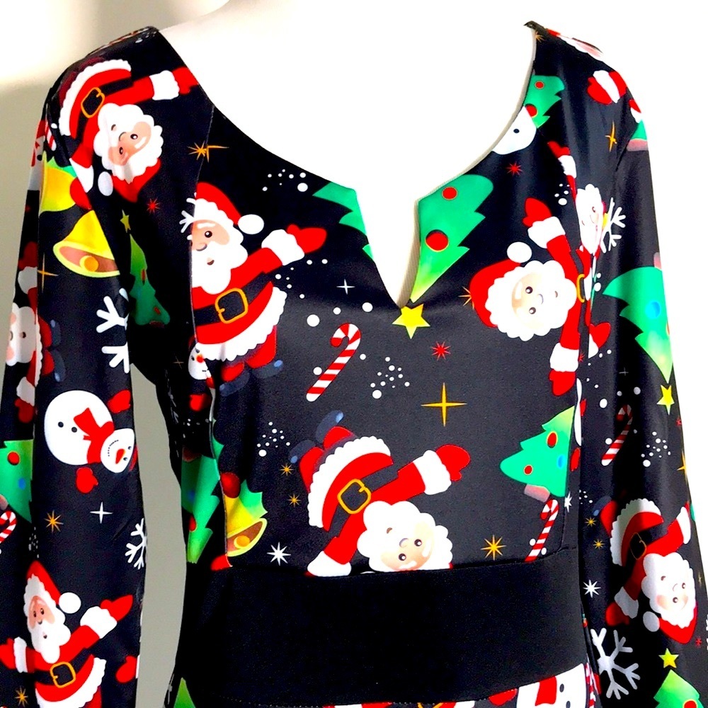 Women’s Christmas Holiday Festive Fit & Flare Midi Dress Size M Medium